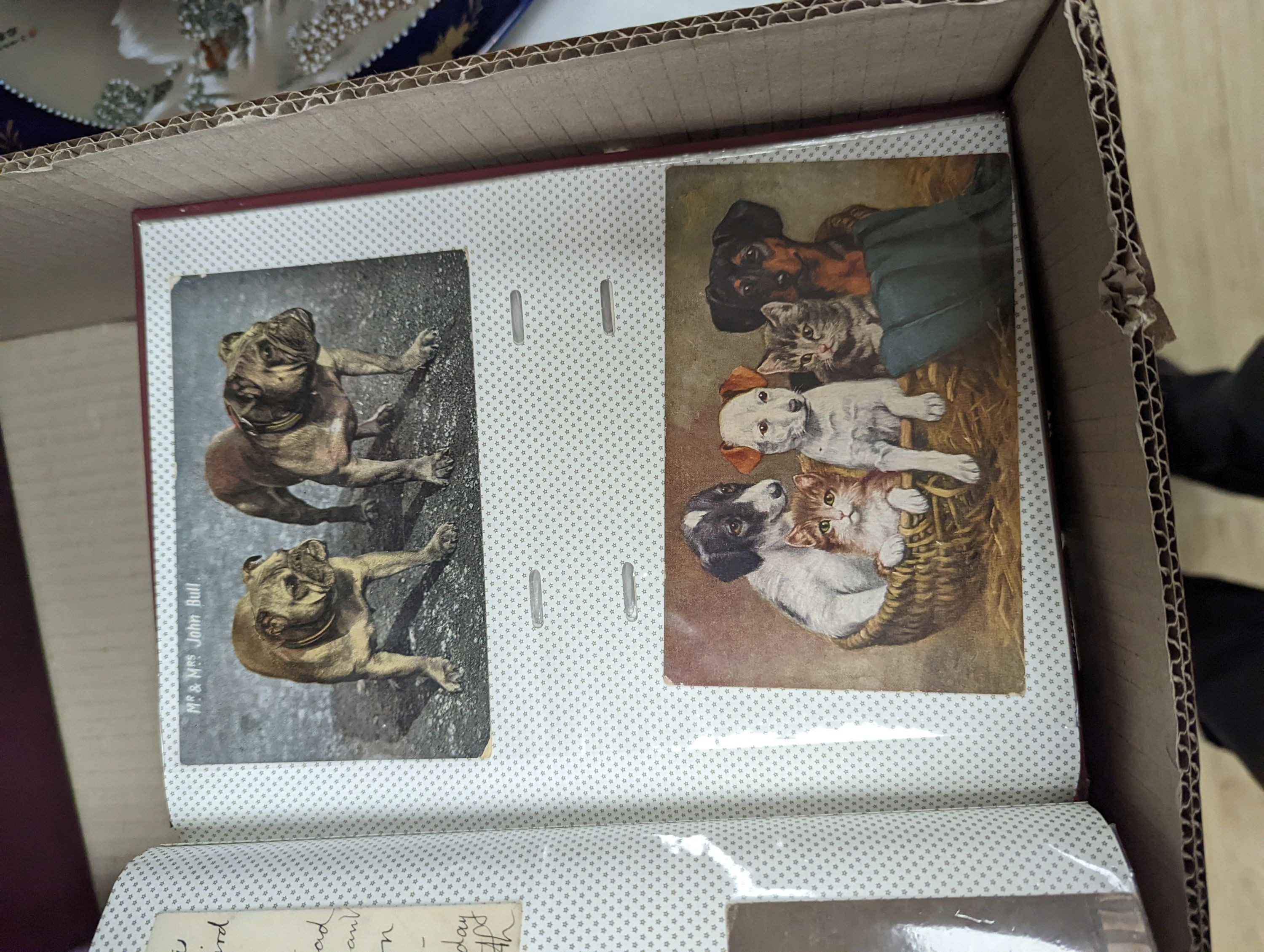 Four albums of postcards and a large collection of loose postcards, mainly British topographical, Victorian cabinet photographs, etc.